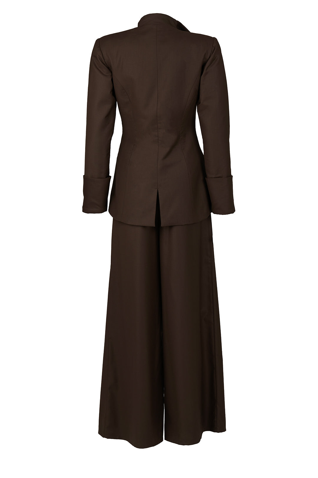 Sculpted Asymmetrical Coat with Pleated Wide-Leg Pant Set