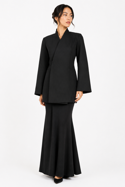 Structured Coat with Flowy Sheath Skirt Set