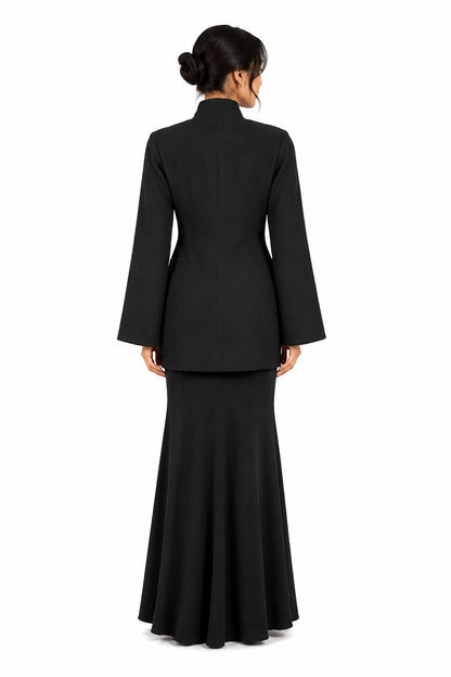 Structured Coat with Flowy Sheath Skirt Set