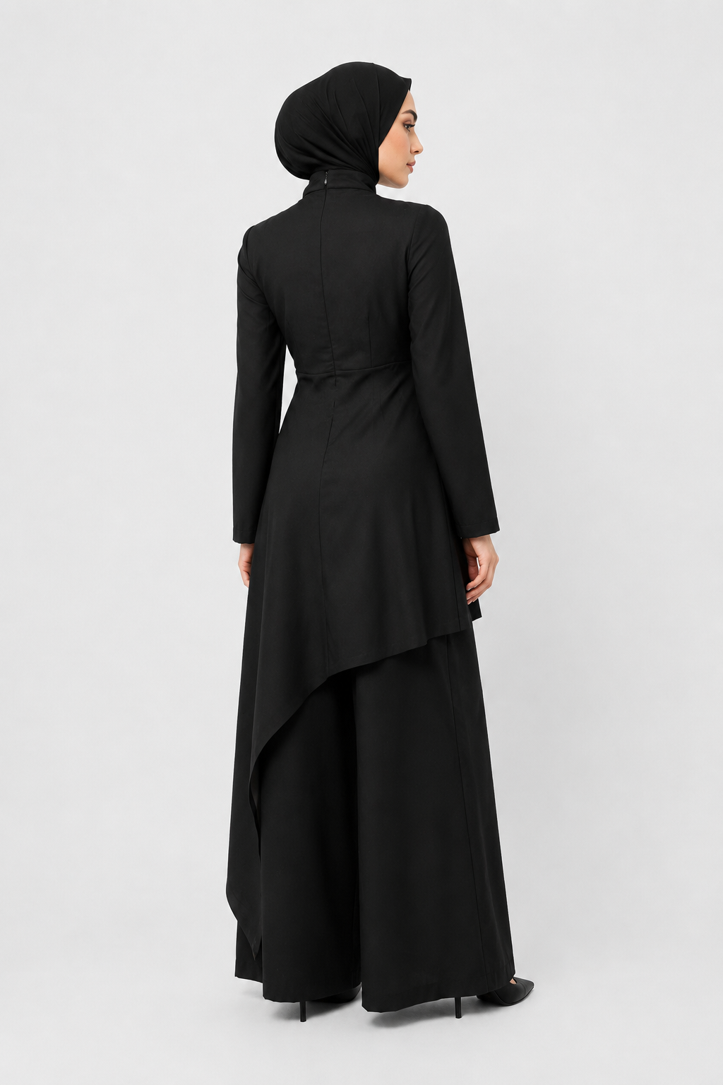 Asymmetrical Layered Top with Flared Pants Set