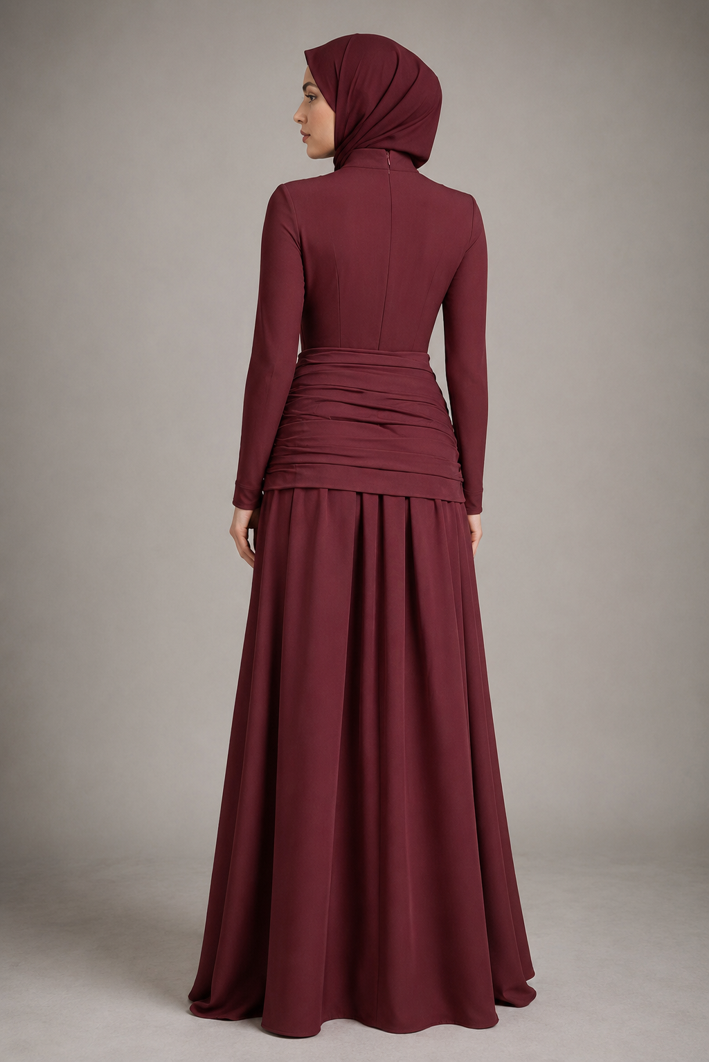 Knot-Draped High-Neck Dress