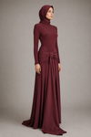 Knot-Draped High-Neck Dress