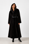Full-Length Fur Coat with Leather Belt