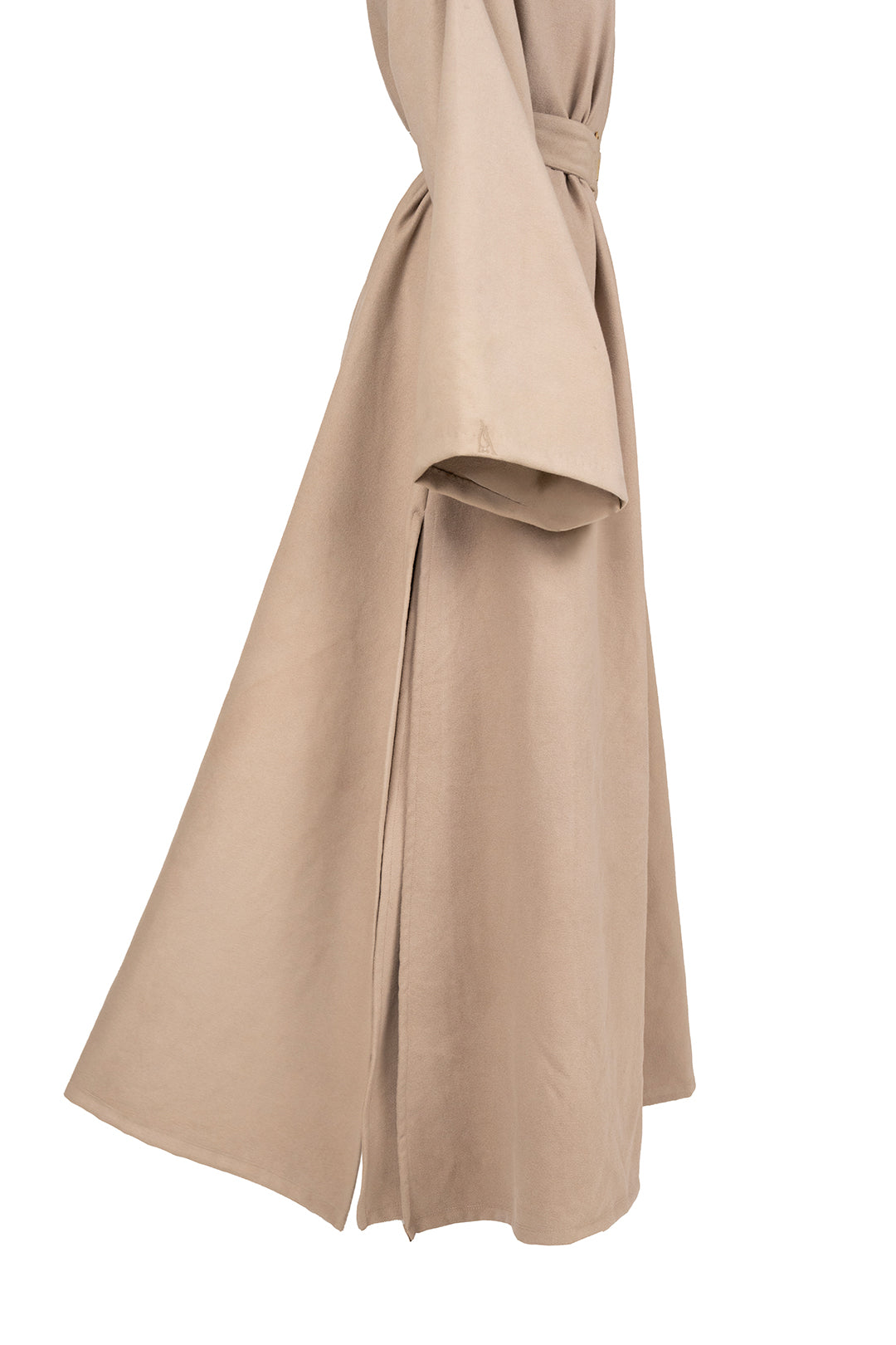 High-Neck Structured Belted Dress