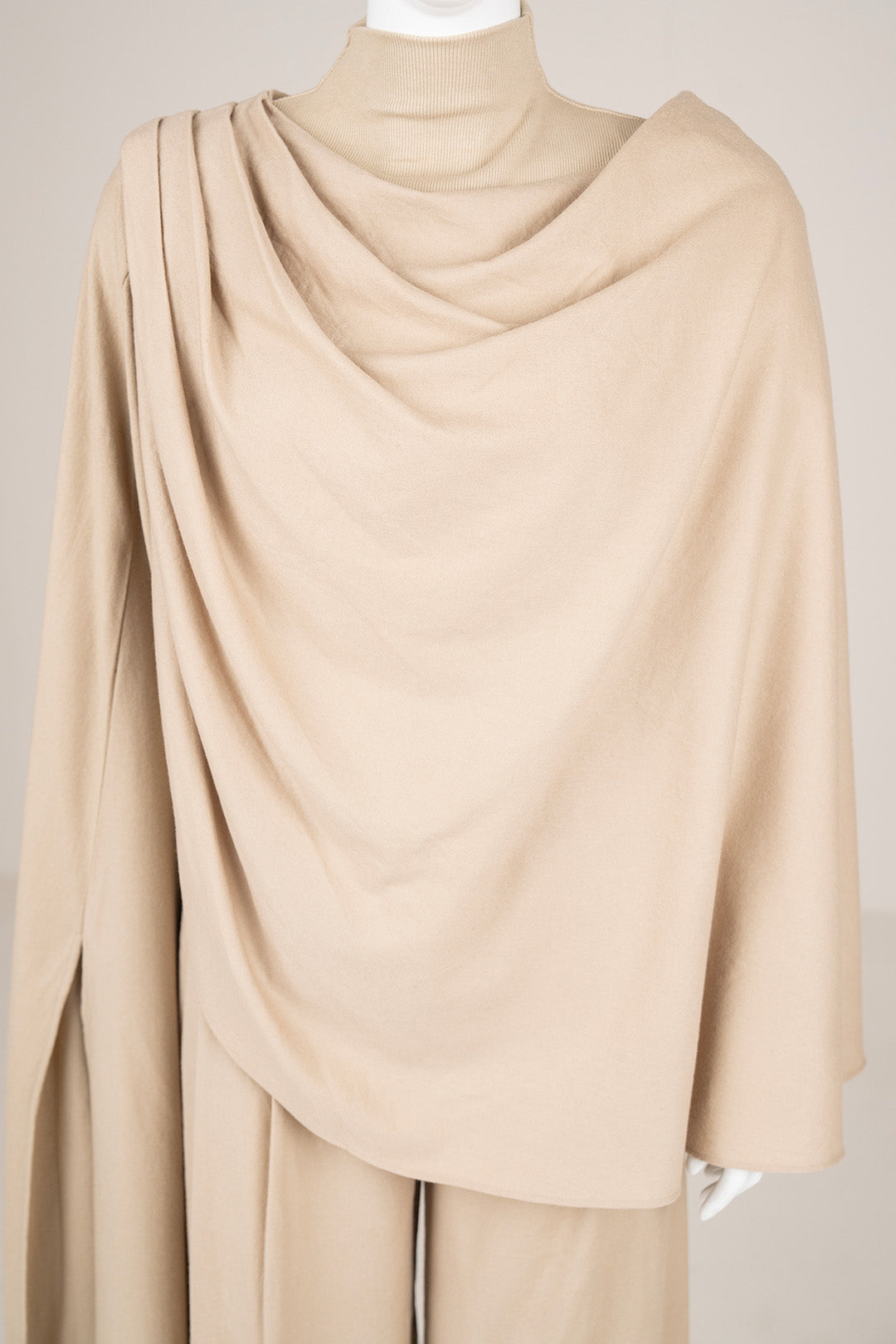 High-Neck Draped Top with Pleated Wide-Leg Pants Set
