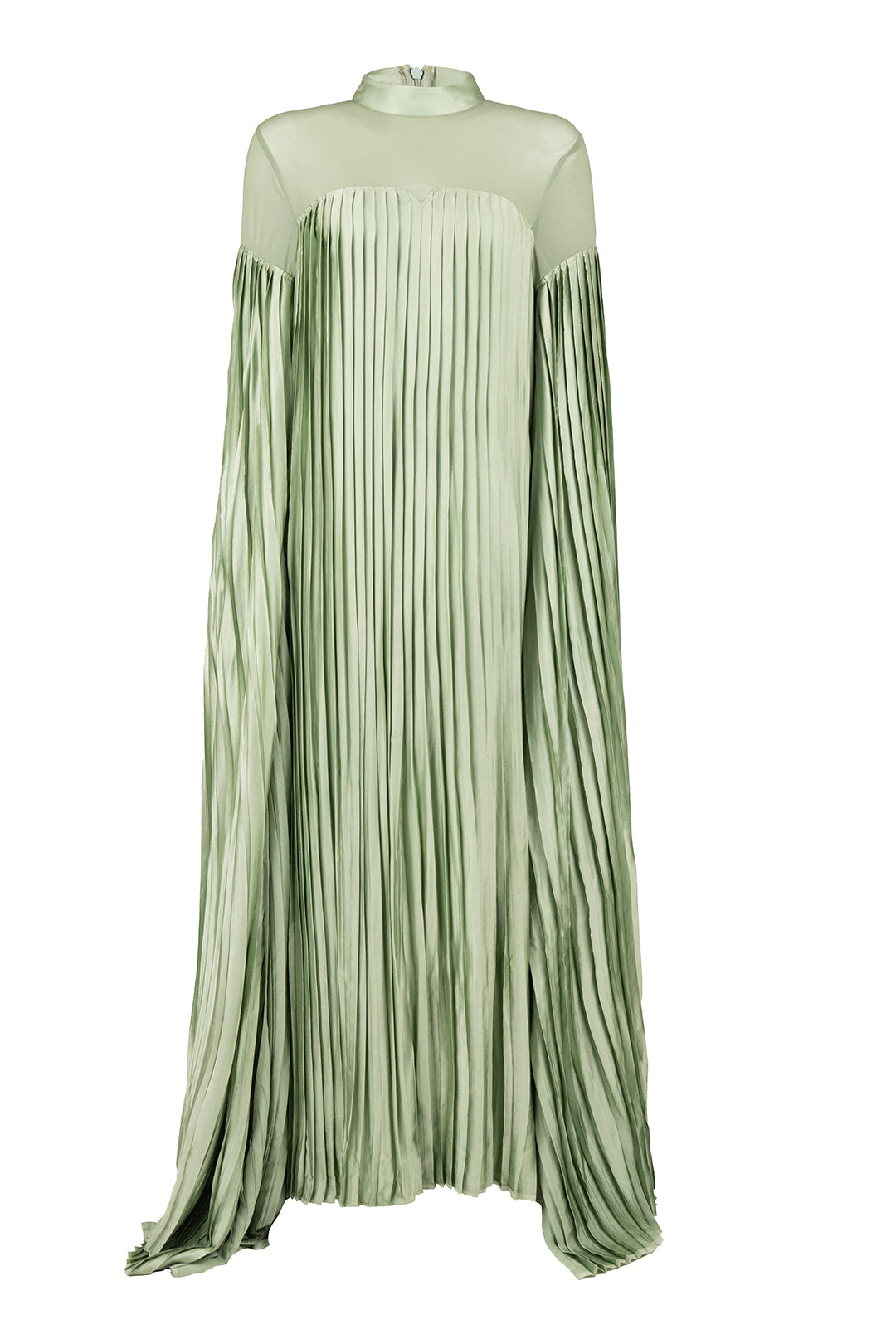 Pleated Satin High Neck Dress