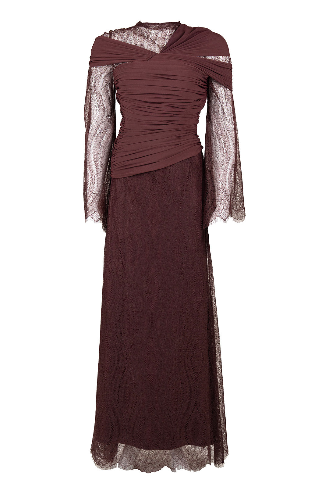 Lace Overlay Dress with Draped Corset
