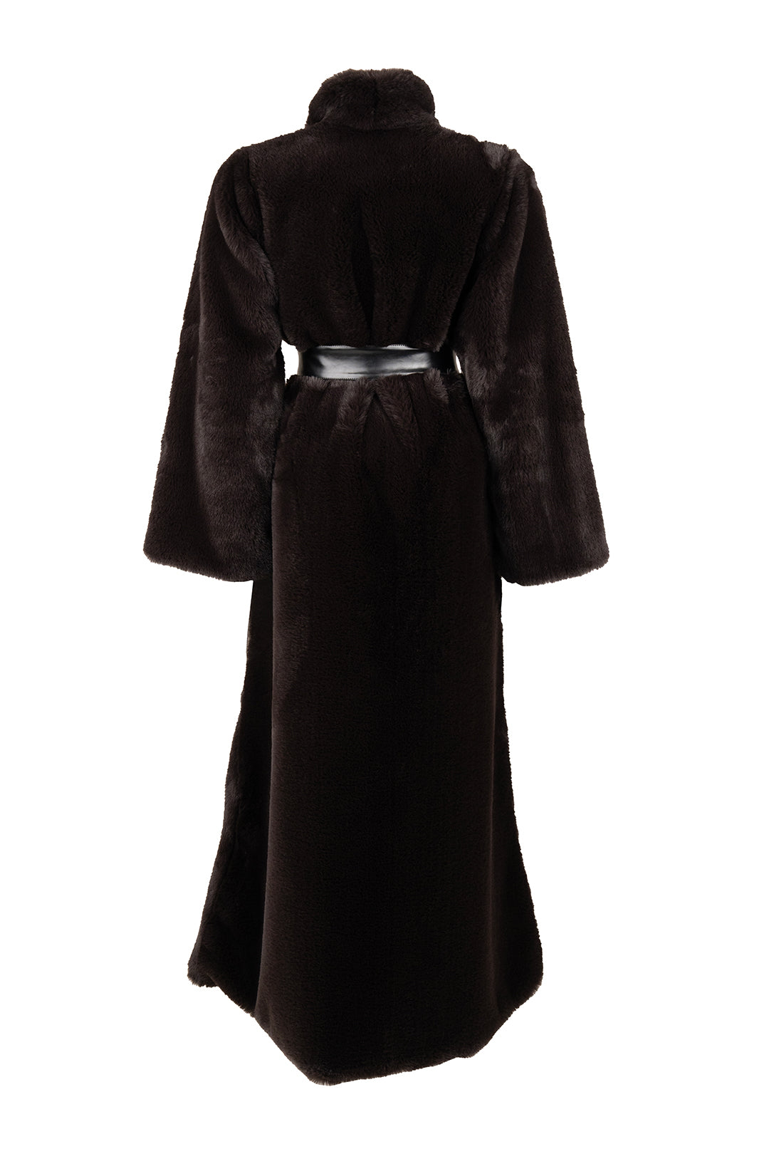 Full-Length Fur Coat with Leather Belt