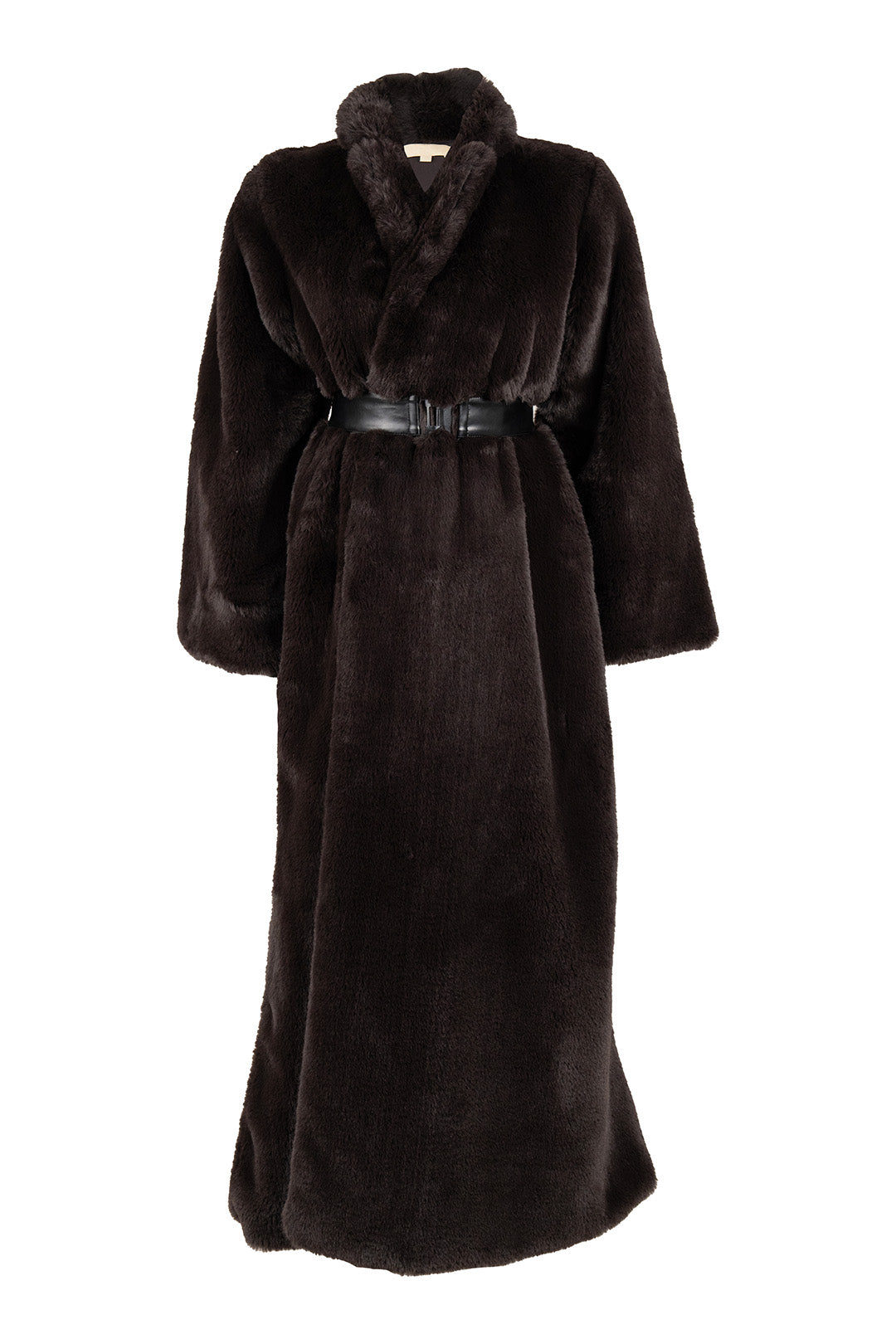 Full-Length Fur Coat with Leather Belt