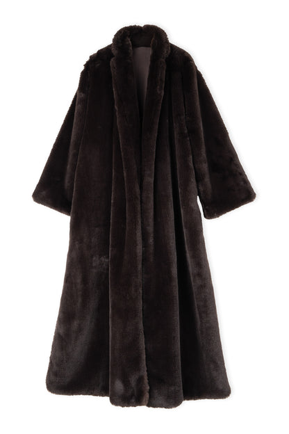 Full-Length Fur Coat with Leather Belt