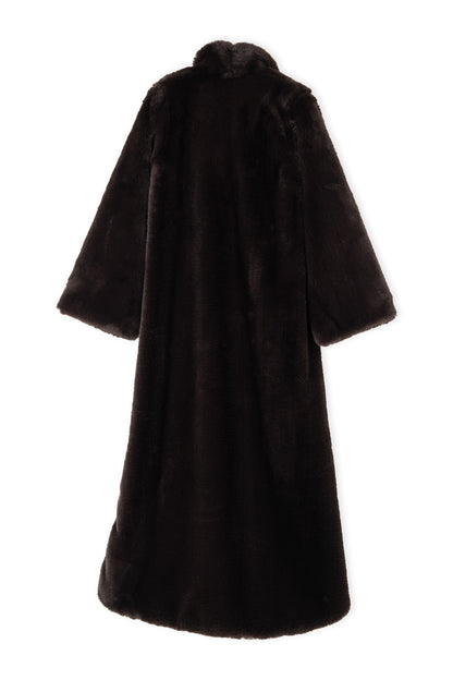 Full-Length Fur Coat with Leather Belt