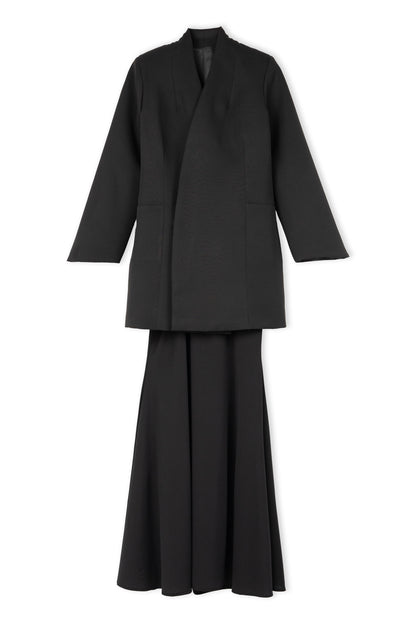 Structured Coat with Flowy Sheath Skirt Set