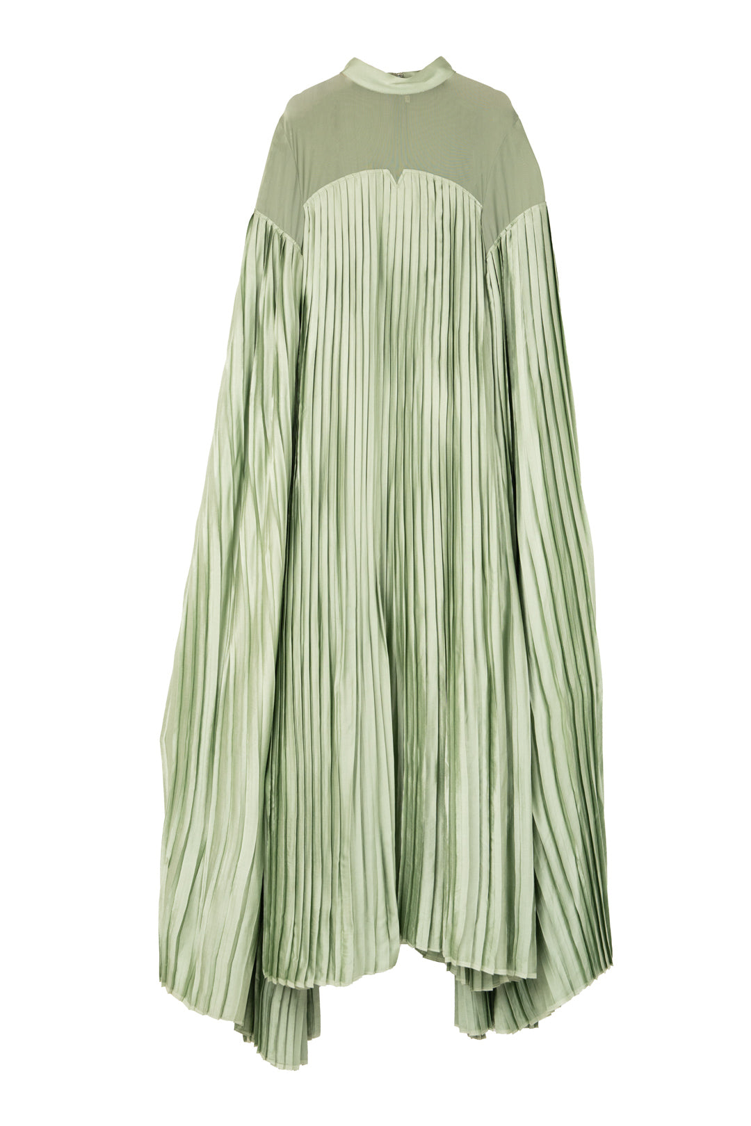 Pleated Satin High Neck Dress