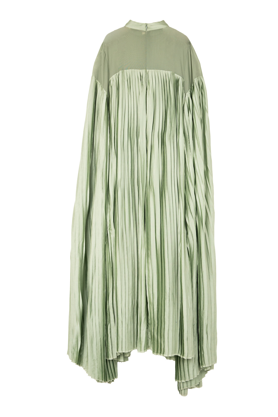 Pleated Satin High Neck Dress