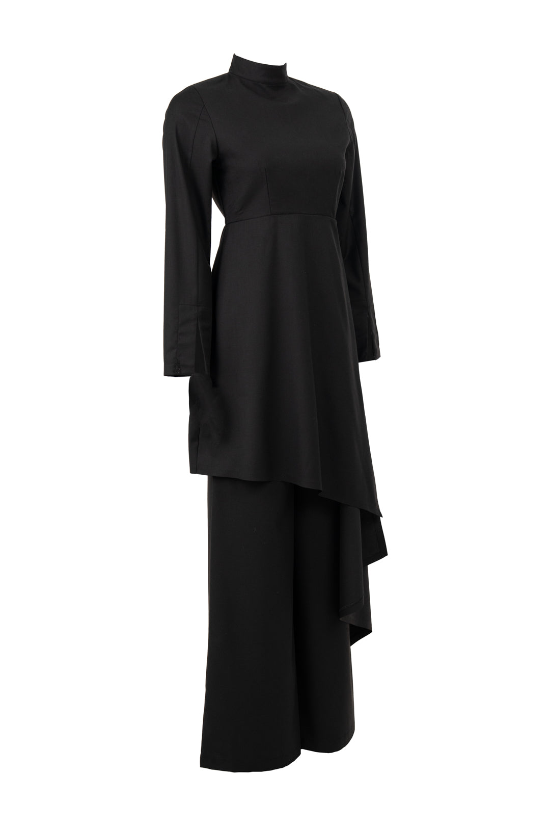 Asymmetrical Layered Top with Flared Pants Set